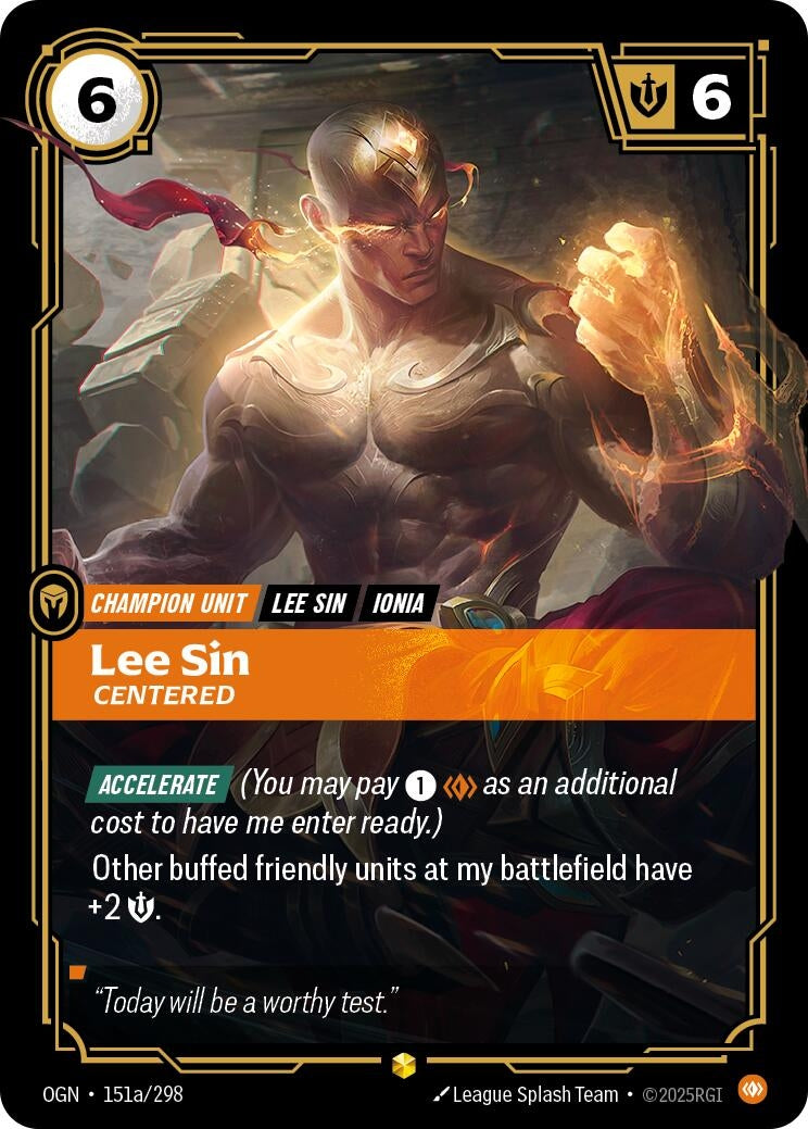 Image for Lee Sin - Centered (Alternate Art) (151a/298) (OGN) - Riftbound: League of Legends Trading Card Game