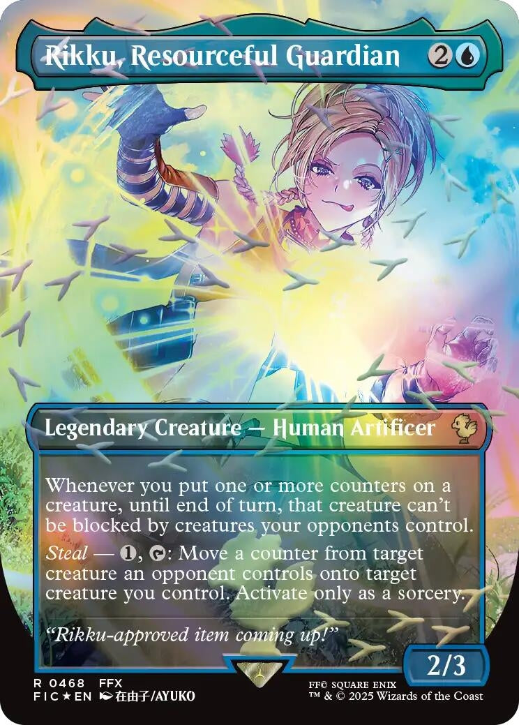 Image for Rikku, Resourceful Guardian (Borderless) (Chocobo Track Foil) (468) (FIC) - Magic: The Gathering