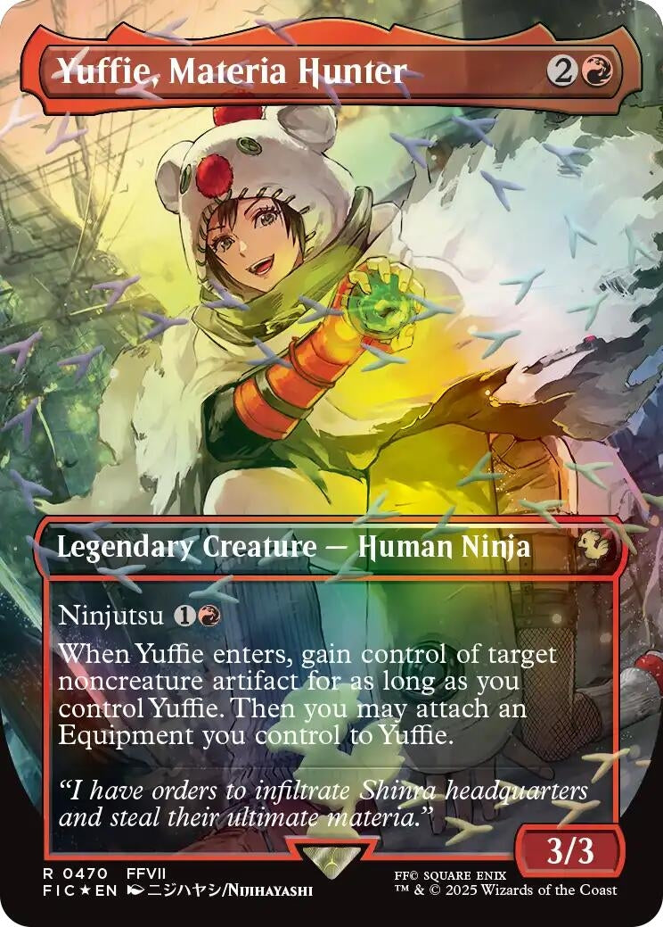 Image for Yuffie, Materia Hunter (Borderless) (Chocobo Track Foil) (470) (FIC) - Magic: The Gathering