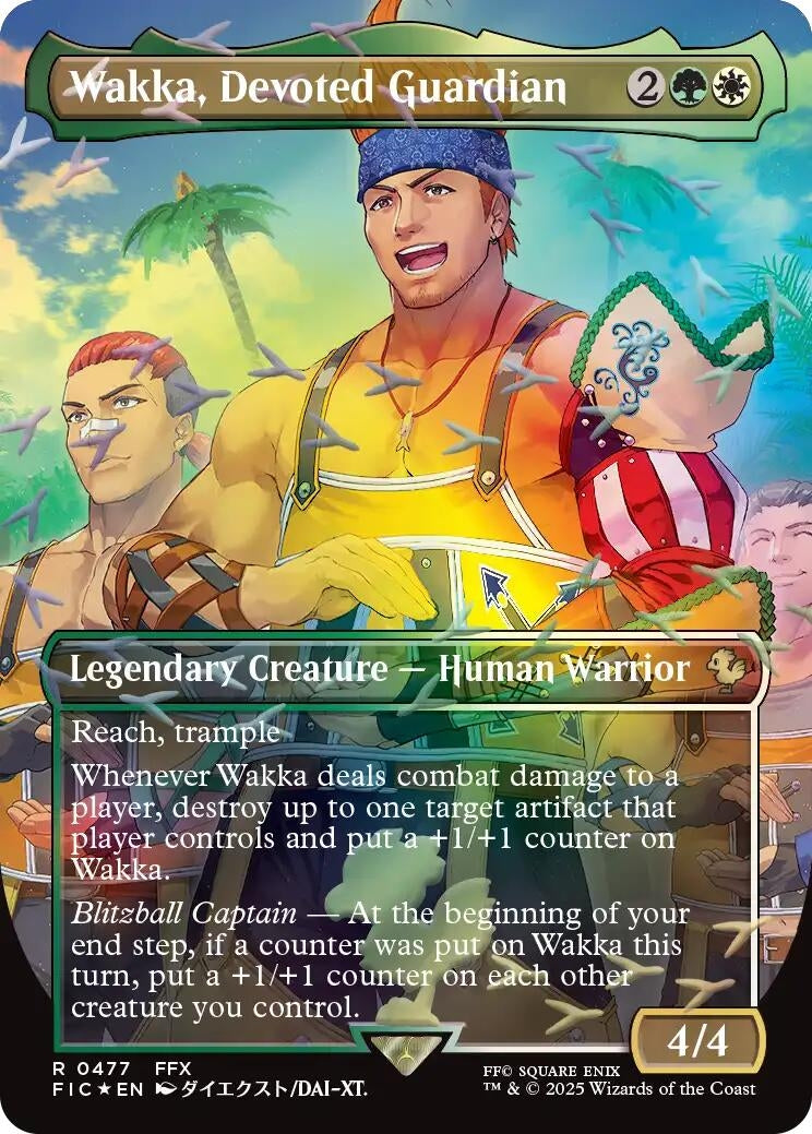 Image for Wakka, Devoted Guardian (Borderless) (Chocobo Track Foil) (477) (FIC) - Magic: The Gathering
