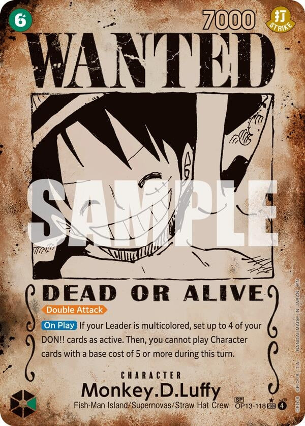 Image for Monkey.D.Luffy (118) (Wanted Poster) (OP13-118) (OP13) - One Piece Card Game