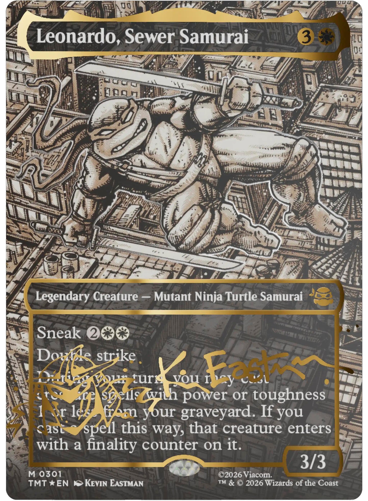 Leonardo, Sewer Samurai (Borderless) (Gold-Stamped Signature) (301) (TMT)