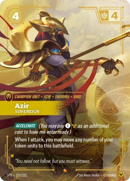 Image for Azir - Sovereign (177/221) (SPF) - Riftbound: League of Legends Trading Card Game