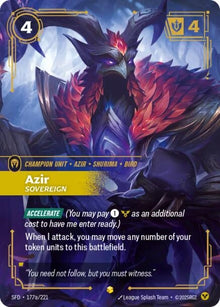 Image for Azir - Sovereign (Alternate Art) (177a/221) (SPF) - Riftbound: League of Legends Trading Card Game