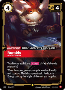 Image for Rumble - Hotheaded (Alternate Art) (026a/221) (SPF) - Riftbound: League of Legends Trading Card Game