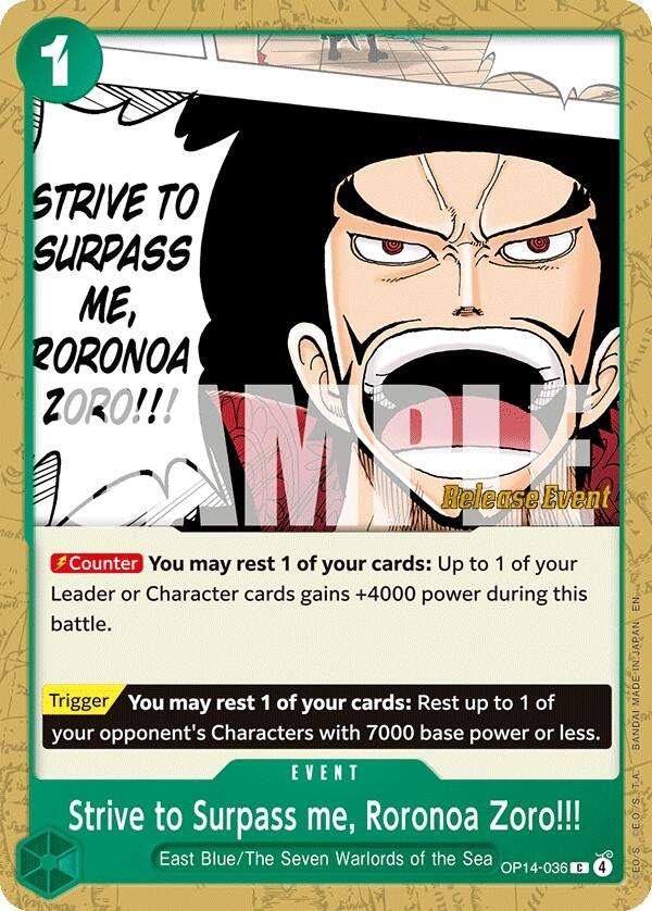 Image for Strive to Surpass me, Roronoa Zoro!!! (OP14-036) (OP14 RE) - One Piece Card Game