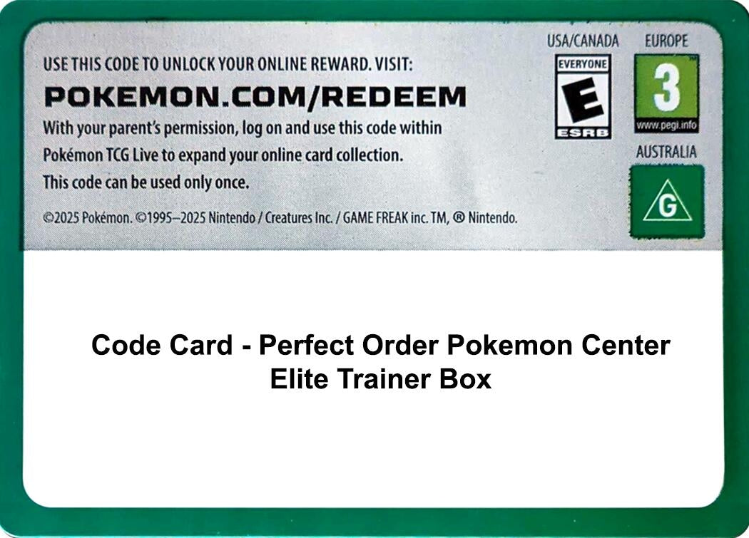 Image for Code Card - Perfect Order Pokemon Center Elite Trainer Box - Pokemon