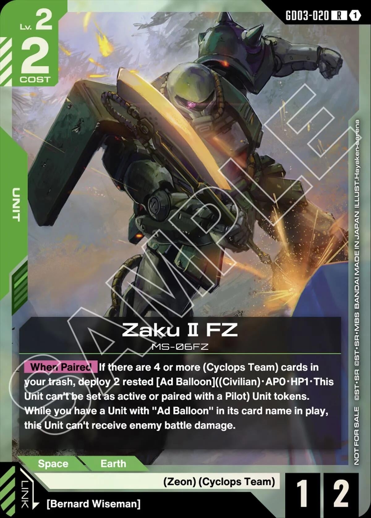 Image for Zaku II FZ (GD03 Release Event) (GD03-020) (GCG-PR) - Gundam Card Game