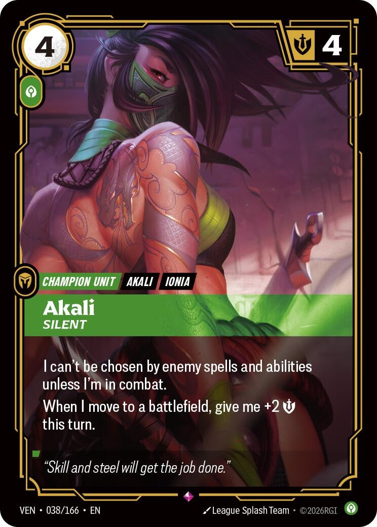 Image for Akali - Silent (038/166) (VEN) - Riftbound: League of Legends Trading Card Game