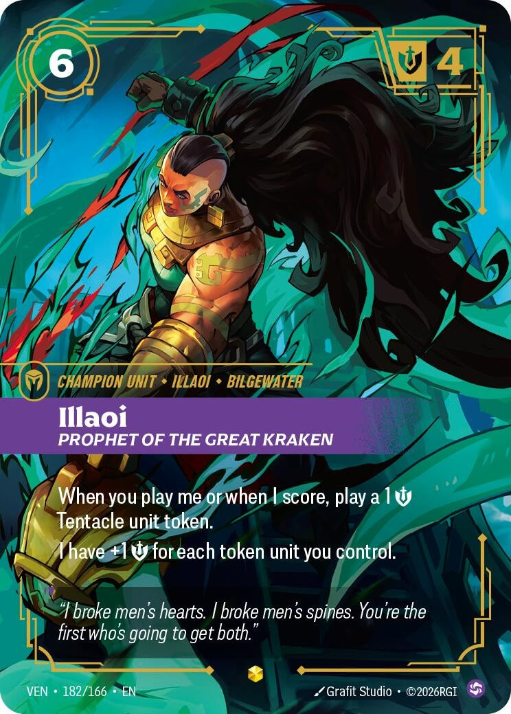 Image for Illaoi - Prophet of the Great Kraken (Overnumbered) (182/166) (VEN) - Riftbound: League of Legends Trading Card Game