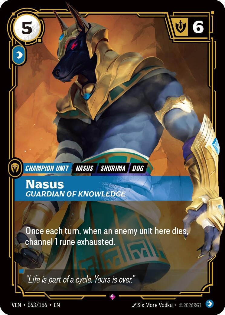 Image for Nasus - Guardian of Knowledge (063/166) (VEN) - Riftbound: League of Legends Trading Card Game
