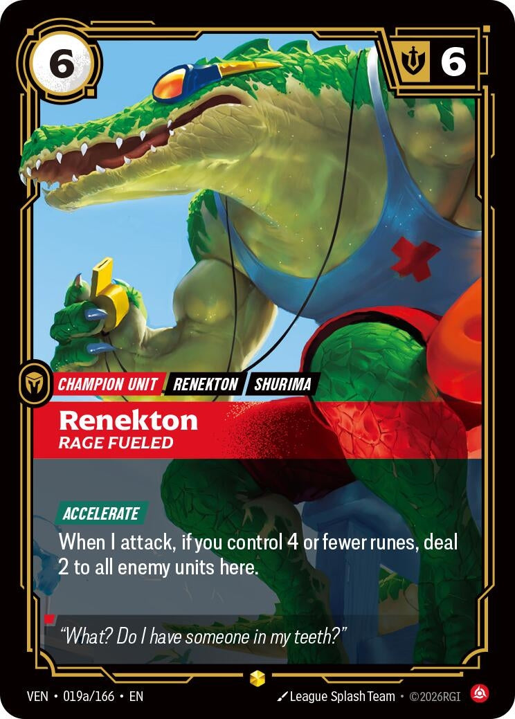 Image for Renekton - Rage Fueled (Alternate Art) (019a/166) (VEN) - Riftbound: League of Legends Trading Card Game