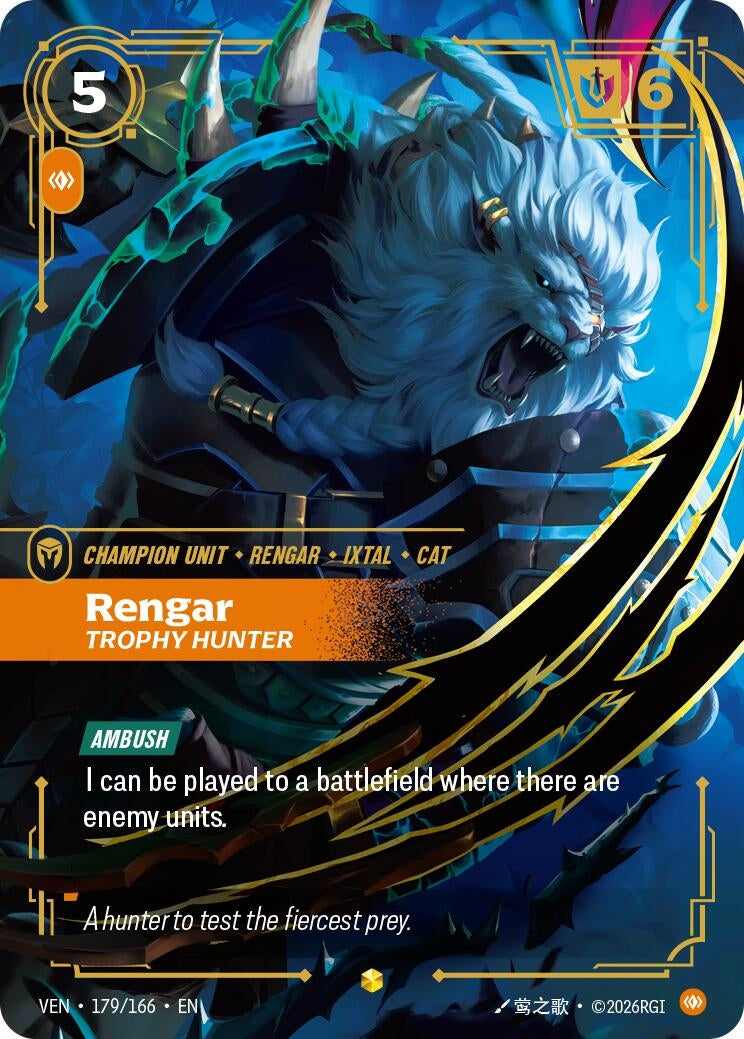 Image for Rengar - Trophy Hunter (Overnumbered) (179/166) (VEN) - Riftbound: League of Legends Trading Card Game