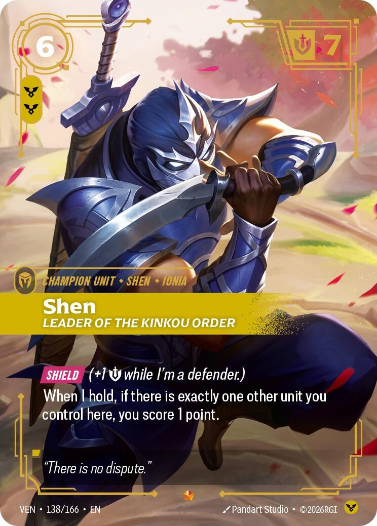 Image for Shen - Leader of the Kinkou Order (138/166) (VEN) - Riftbound: League of Legends Trading Card Game