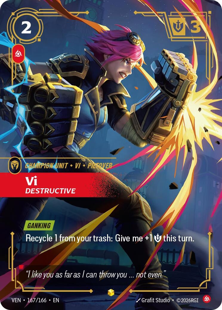 Image for Vi - Destructive (Overnumbered) (167/166) (VEN) - Riftbound: League of Legends Trading Card Game