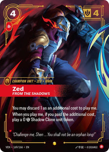Image for Zed - From the Shadows (Overnumbered) (169/166) (VEN) - Riftbound: League of Legends Trading Card Game