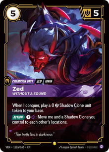 Image for Zed - Without a Sound (Alternate Art) (112a/166) (VEN) - Riftbound: League of Legends Trading Card Game