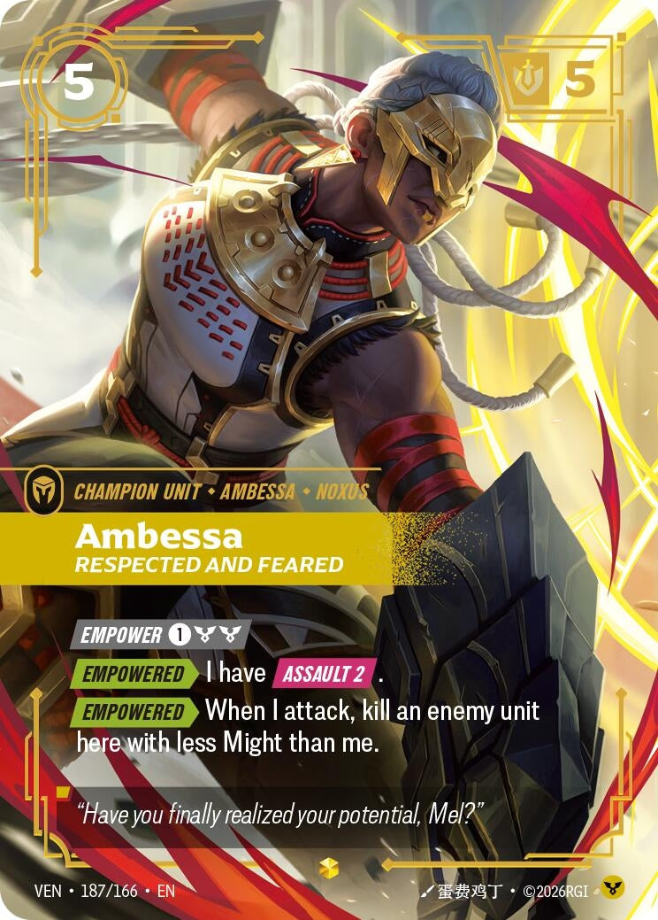 Image for Ambessa - Respected and Feared (Overnumbered) (187/166) (VEN) - Riftbound: League of Legends Trading Card Game