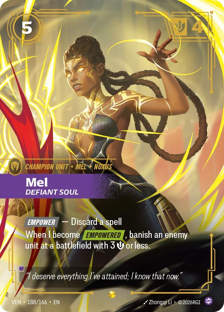Image for Mel - Defiant Soul (Overnumbered) (188/166) (VEN) - Riftbound: League of Legends Trading Card Game