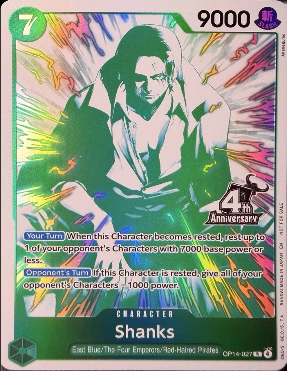 Image for Shanks (4th Anniversary Treasure Campaign Pack) (OP14-027) (OP-PR) - One Piece Card Game