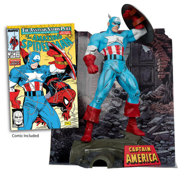 McFarlane Toys Captain America 1:6th Scale Collectible with Scene & Comic (The Amazing Spider-Man #323)