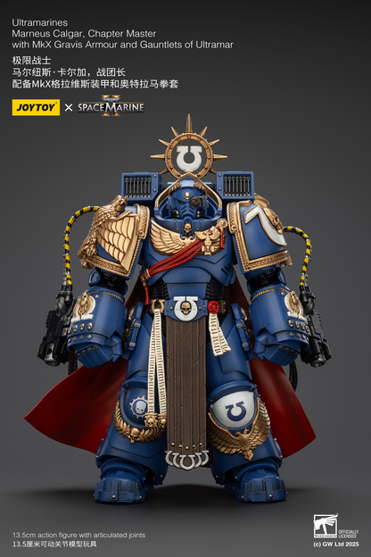JoyToy - Warhammer 40000 - Space Marine Ultramarines Marneus Calgar, Chapter Master with MKX Gravis Armour and Gauntlets of Ultramar