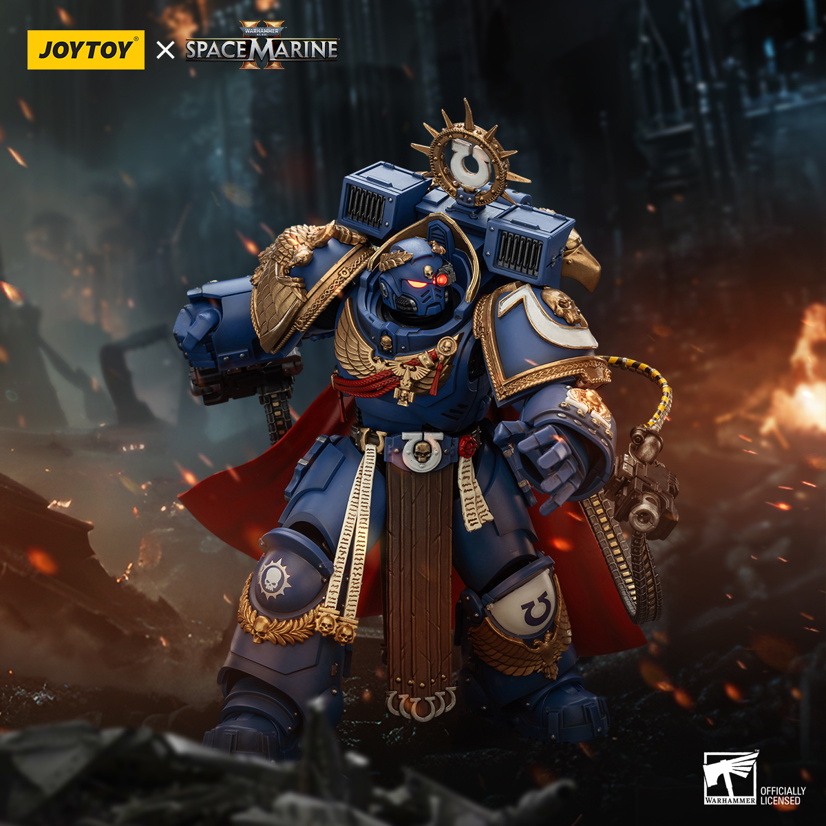 JoyToy - Warhammer 40000 - Space Marine Ultramarines Marneus Calgar, Chapter Master with MKX Gravis Armour and Gauntlets of Ultramar