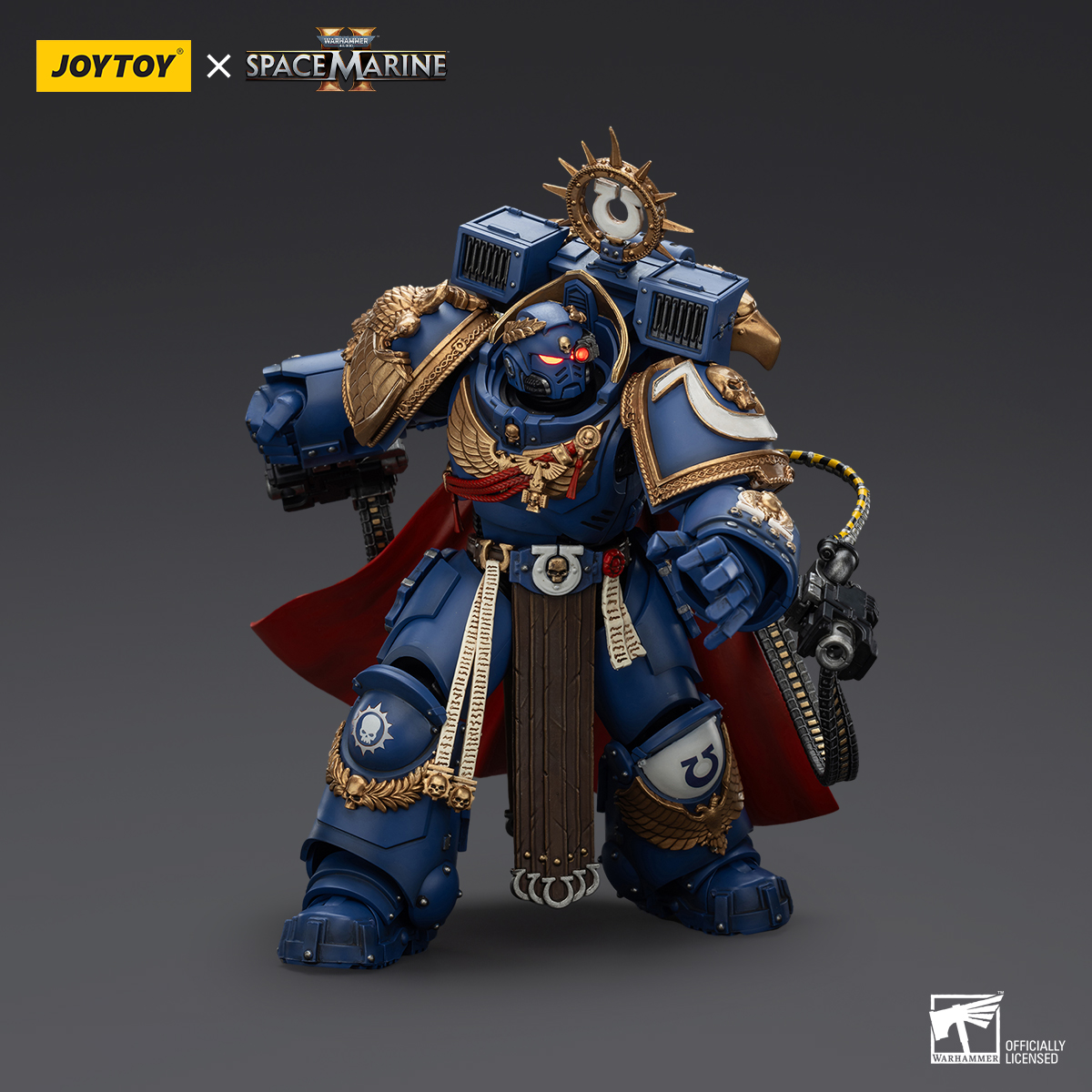 JoyToy - Warhammer 40000 - Space Marine Ultramarines Marneus Calgar, Chapter Master with MKX Gravis Armour and Gauntlets of Ultramar