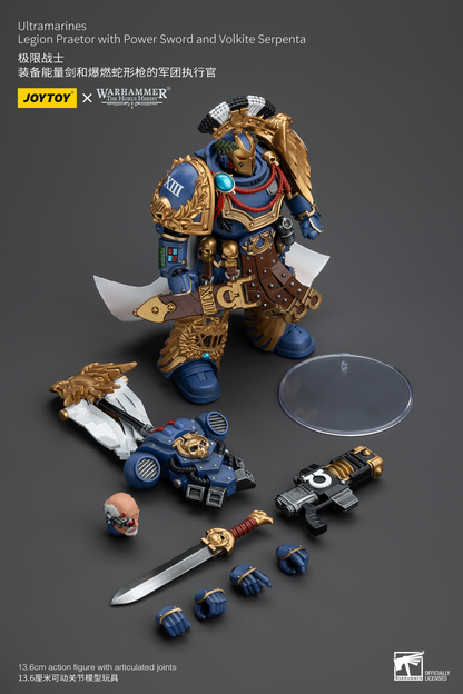 JoyToy - Warhammer 40000 - Space Marine Ultramarines Legion Praetor with Power Sword and Volkite Serpenta