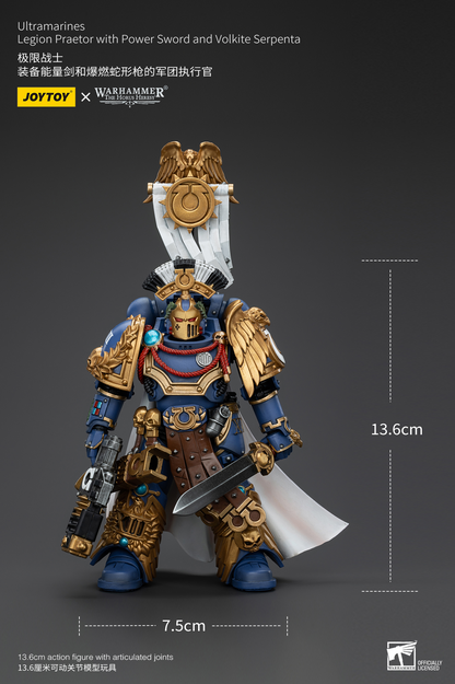 JoyToy - Warhammer 40000 - Space Marine Ultramarines Legion Praetor with Power Sword and Volkite Serpenta