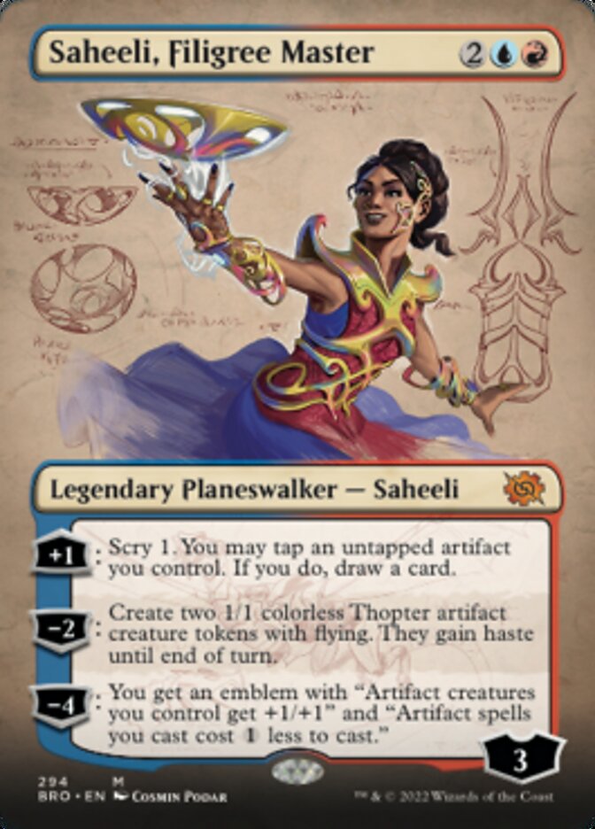 Saheeli, Filigree Master (Borderless Alternate Art) [The Brothers' War]